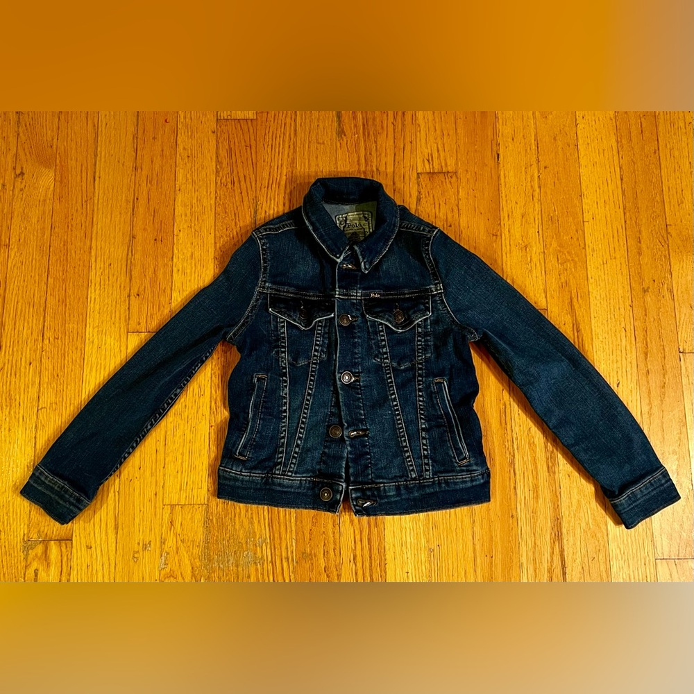 Polo Ralph Lauren Authentic Denim Jean Jacket Dark Blue Size 7 Small Adjustable